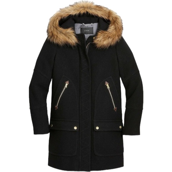 J. Crew Chateau Parka In Italian Stadium-Cloth Wool Hooded Winter Coat Size 22 - Picture 2 of 12